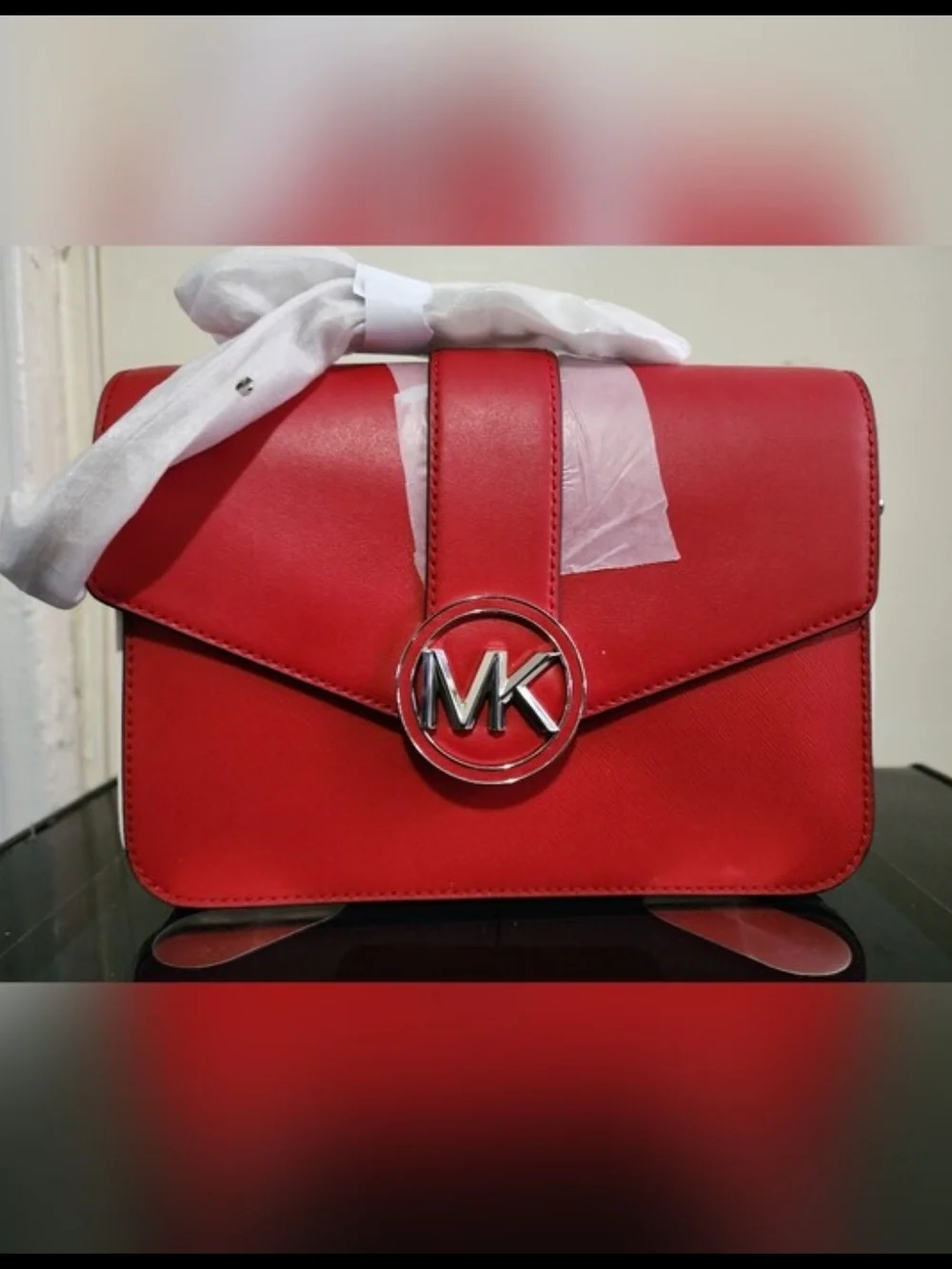 Michael Kors Red MK Chain Shoulder Bag